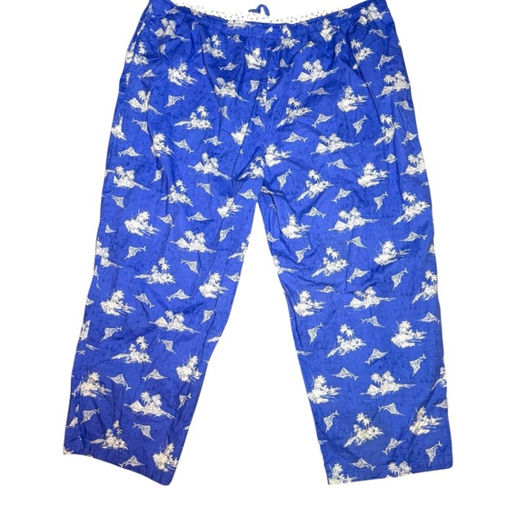 Tommy Bahama Patterned Sleep Pants 4X Tropical Fish Blue Drawstring Cotton - Picture 2 of 5